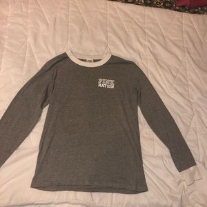 Grey/white pink nation ringer tee